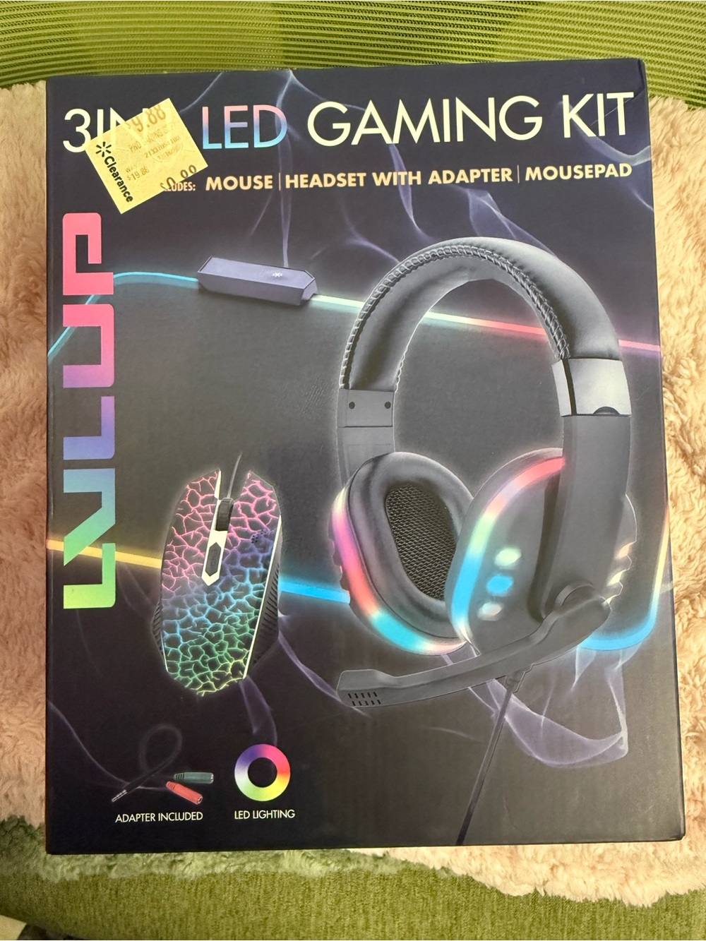 LED Gaming Headset and Mouse Kit - Black with RGB Lighting